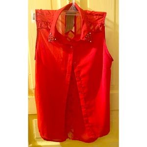 Red jeweled Sleeveless top
